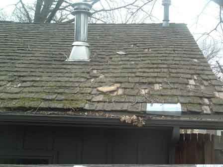 Missing Shingles and Dry Rot Evident
